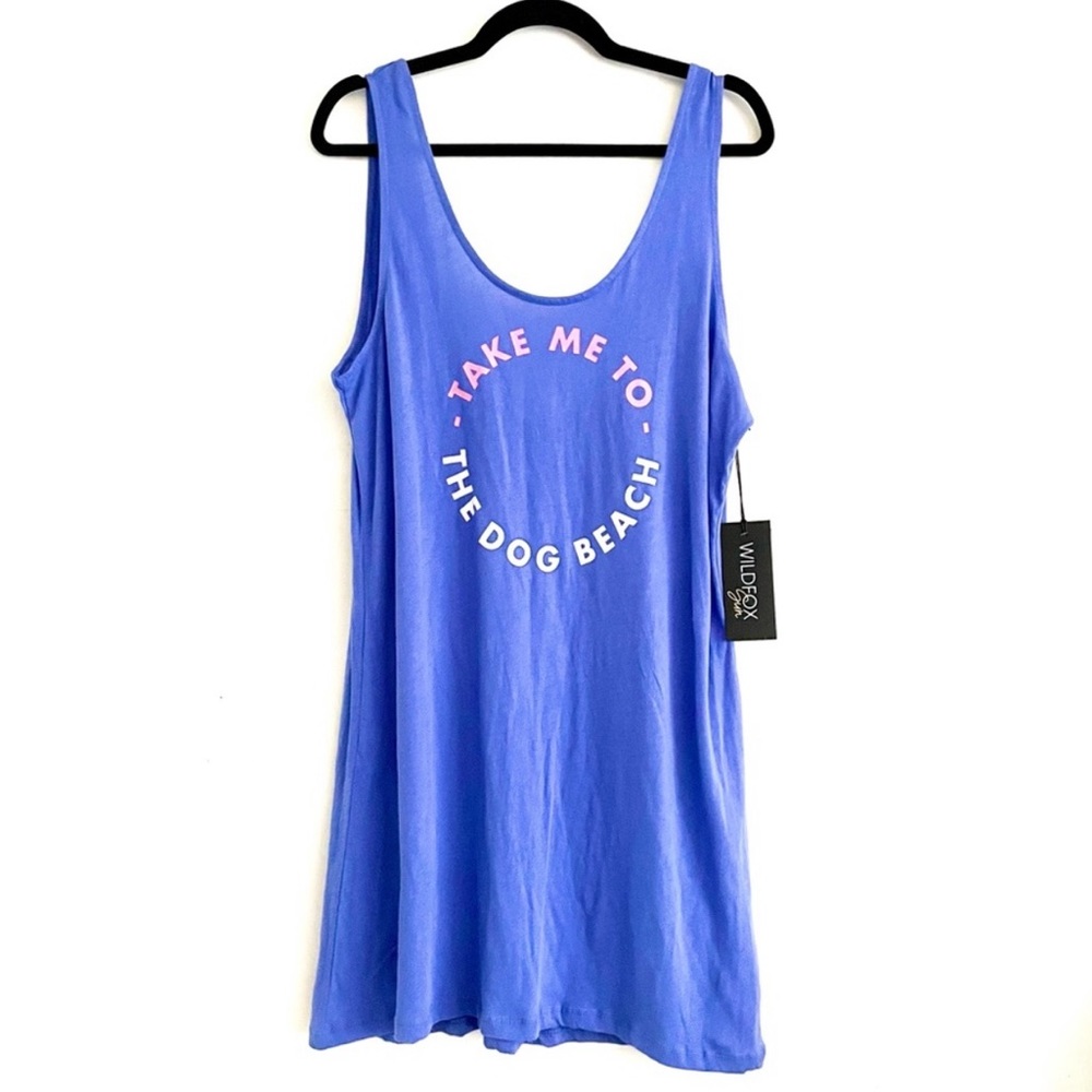 NWT Wildfox Sun ‘Take Me To the Dog Beach’ purple swim beach dress, size large
